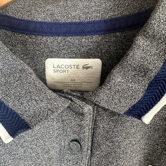 Lacoste Men's Polo Shirt - Dark Gray with Blue Accents - Picture 2 of 4